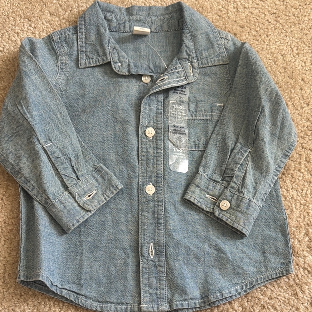 Light Wash Denim Button-Up Shirt